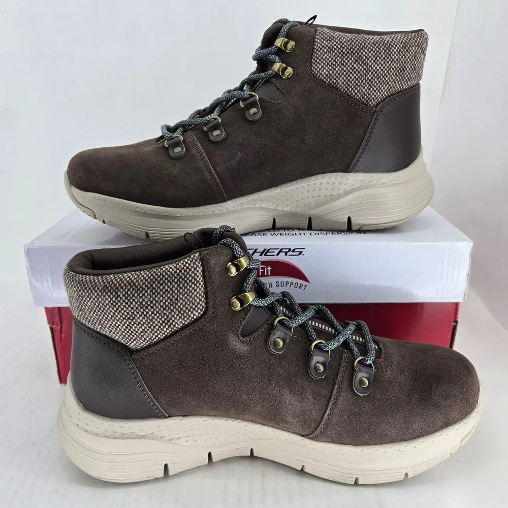 Skechers Arch Fit Extraordinary 167324 Chocolate Brown Suede‎ Boots Womens 10
